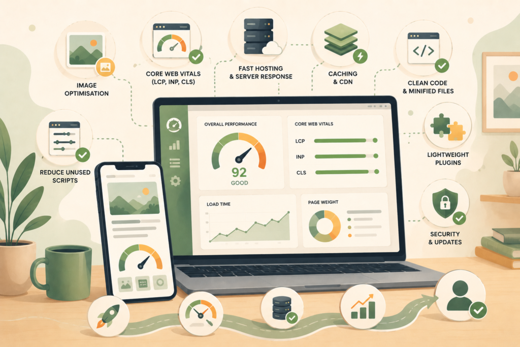 Small business website performance dashboard for mobile speed optimisation