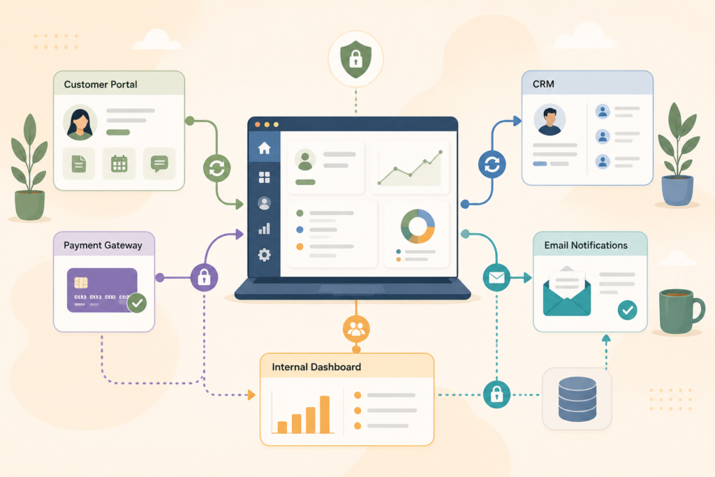 Web app integrations and app data flow for small business