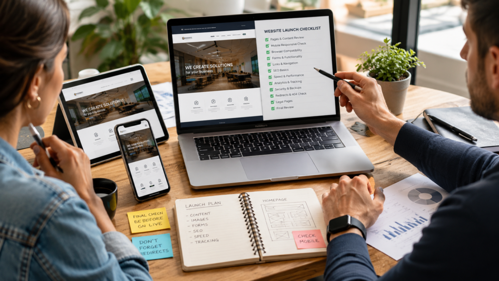 Website launch checklist for a small business website before going live