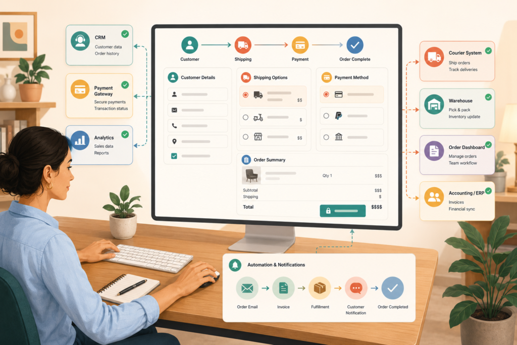 Custom WooCommerce checkout integration with business systems