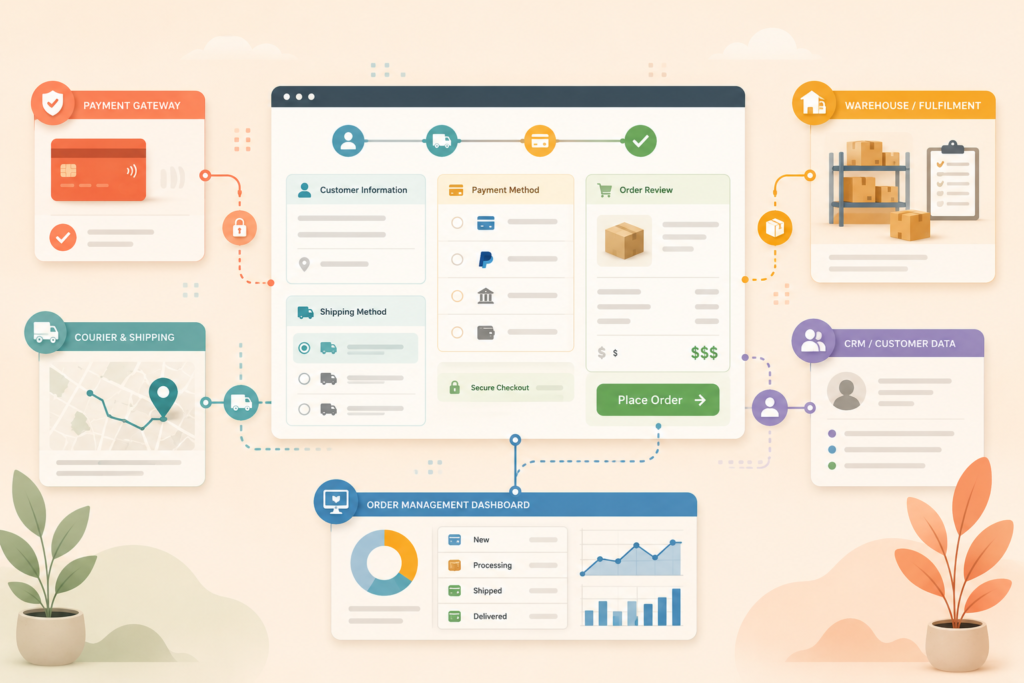 Custom WooCommerce checkout integration with business systems