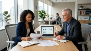 Fractional marketing lead helping a business owner compare hiring options