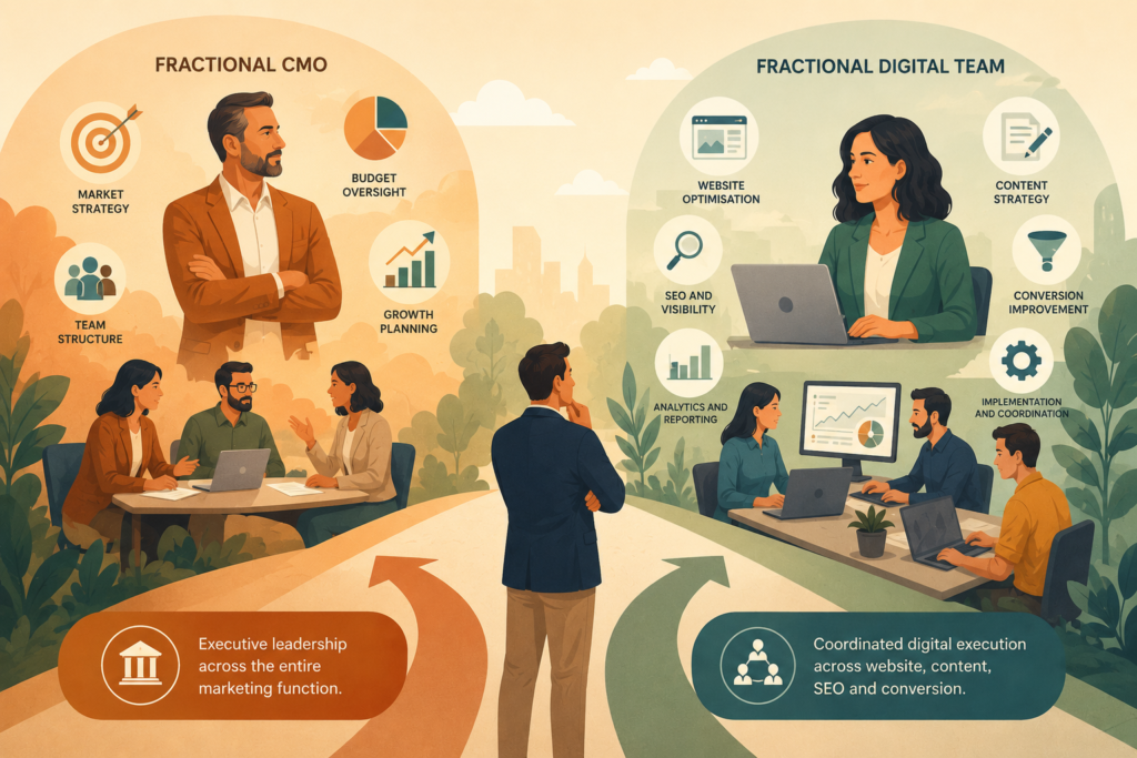 Choosing between a fractional CMO and digital leadership team