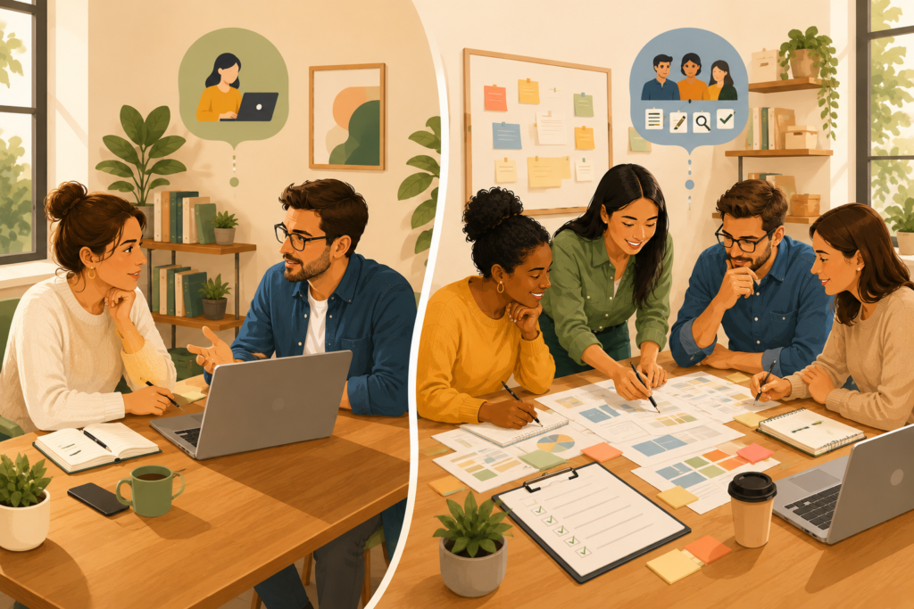 Small business choosing between a freelance writer and content writing service
