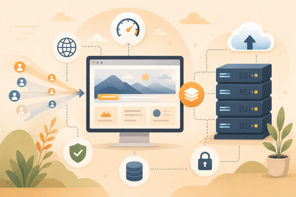 High traffic website hosting stability checklist illustration
