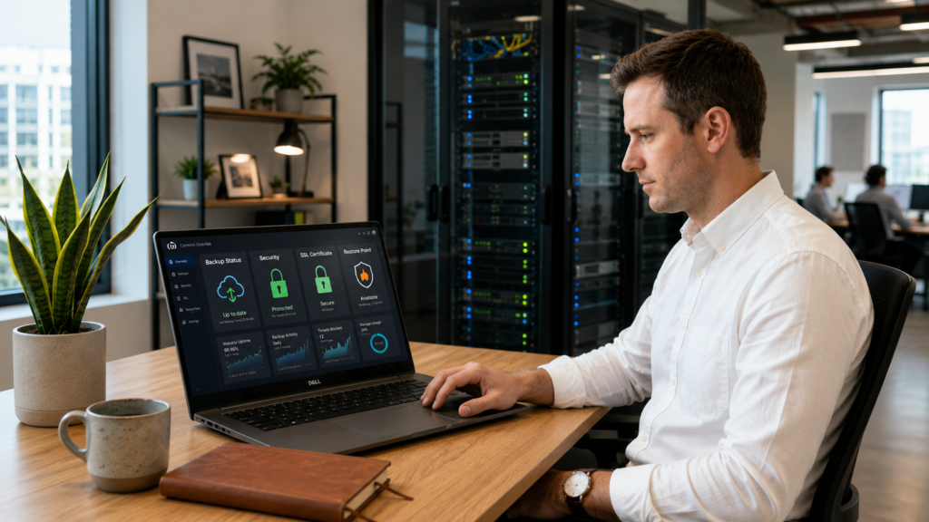 Website backups and hosting security for a small business website