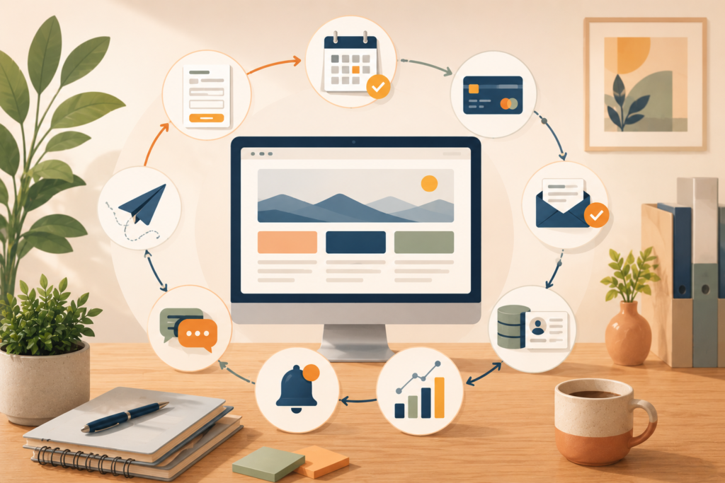 Website functionality requirements mapped as a customer journey