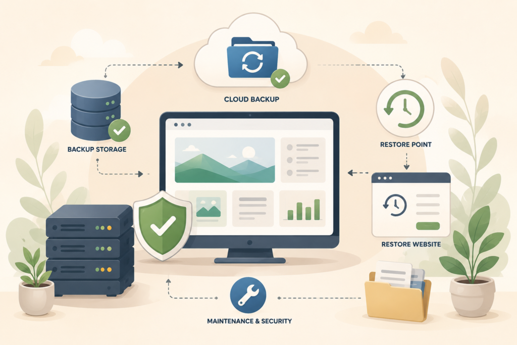 Website restore point and backup security illustration