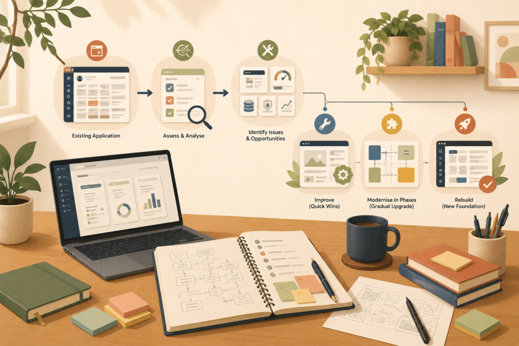 App rebuild or improvement decision paths for a web app