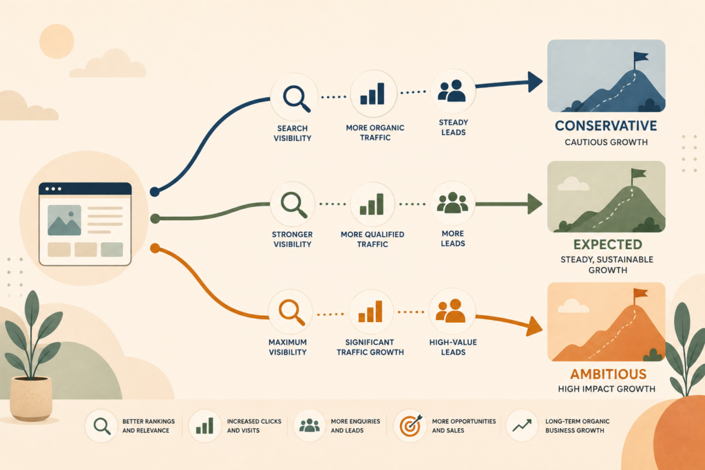 Three SEO forecasting scenarios for organic growth