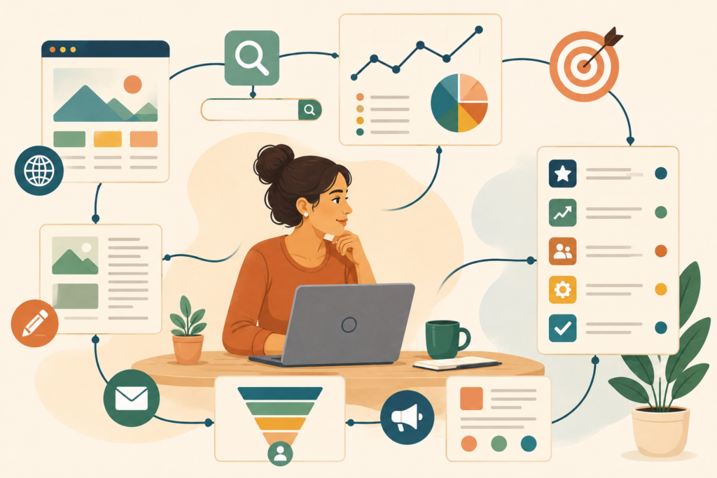 Small business digital strategy connecting website marketing measurement and priorities