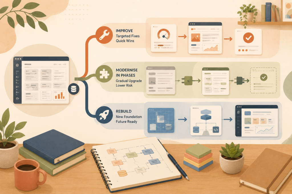 Web app audit and technical debt assessment before an app rebuild