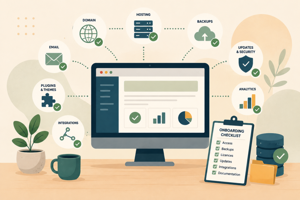 Website access audit for website maintenance onboarding