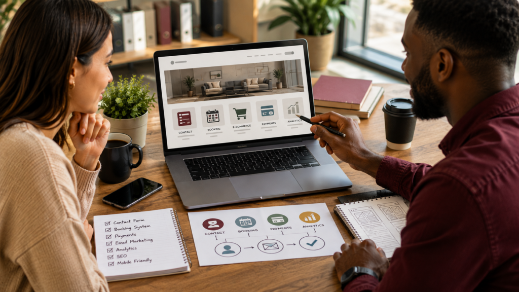 Website features for small business being planned before launch