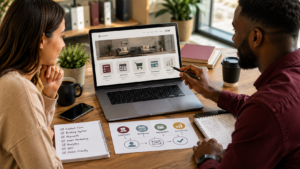 Website features for small business being planned before launch