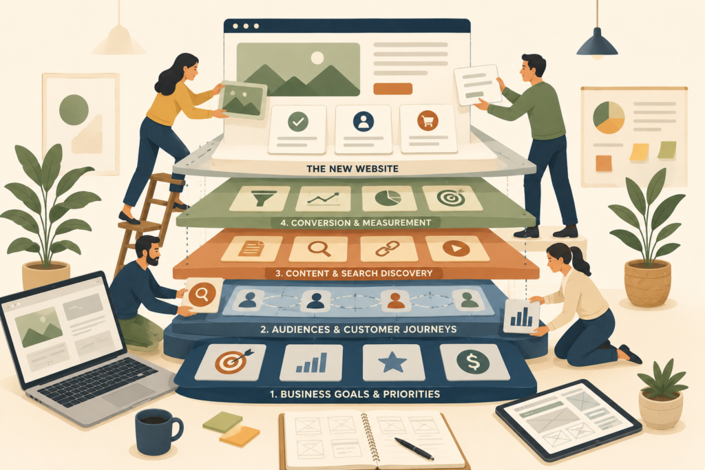 Website redesign strategy connecting business goals customer journeys content SEO and conversion