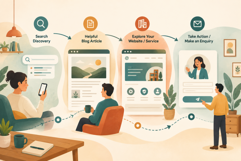Content marketing customer journey from organic search to enquiry