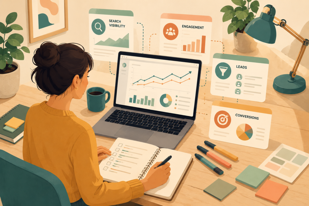 Small business content marketing metrics and monthly performance scorecard